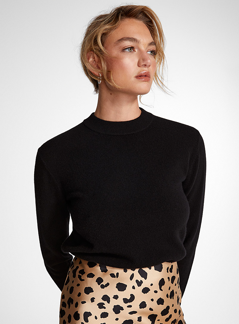 Icône Black Pure wool crew-neck sweater for women