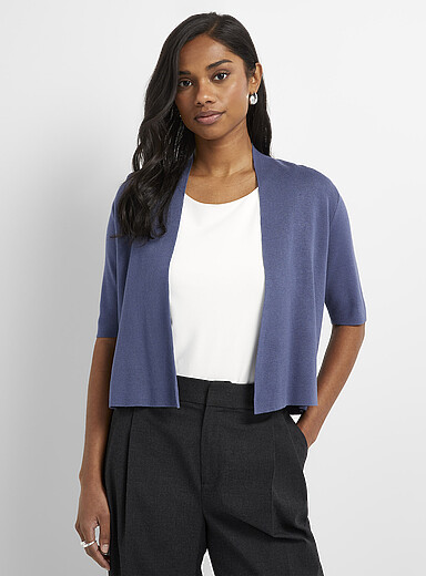 Tenue 2 Pièces Femme : Cardigan Ouvert Et Pantalon Moulant - Bretelles Spaghetti - Tricot Côtelé - 95% Polyester