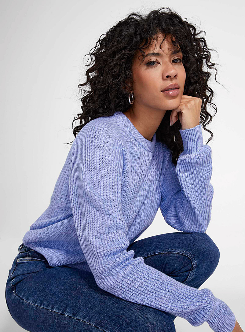 Icône Periwinkle Ribbed raglan sweater for women