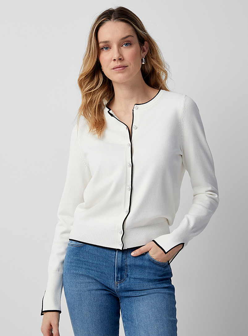 Pearl buttons contrasting touch cardigan | Contemporaine | Shop Women's ...