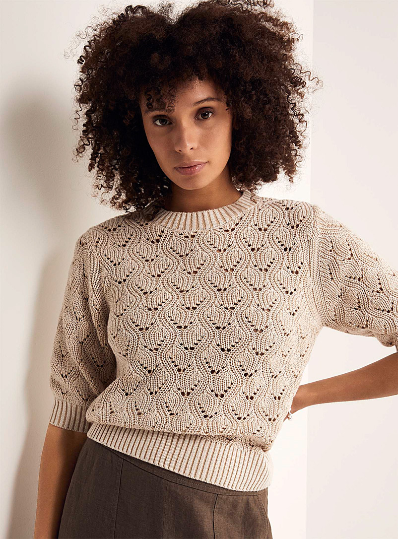 Contemporaine Sand Openwork wave sweater for women