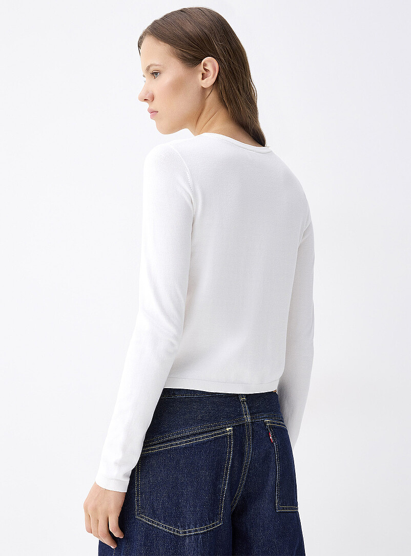 Twik Navy/Midnight Blue Small-button fine-knit cardigan for women