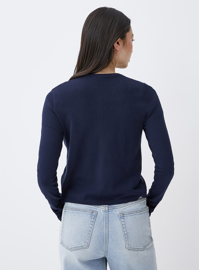 Twik Navy/Midnight Blue Small-button fine-knit cardigan for women