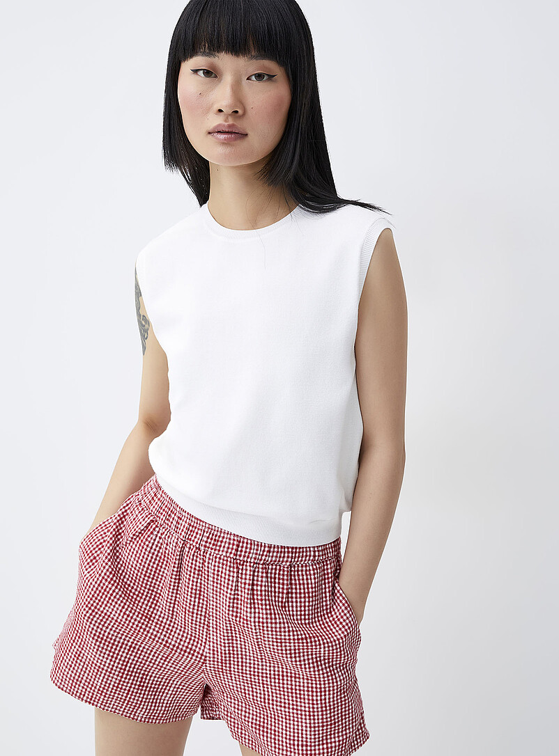 Twik: Le d&eacute;bardeur fin tricot uni Bleu p&acirc;le - Bleu ciel pour femme