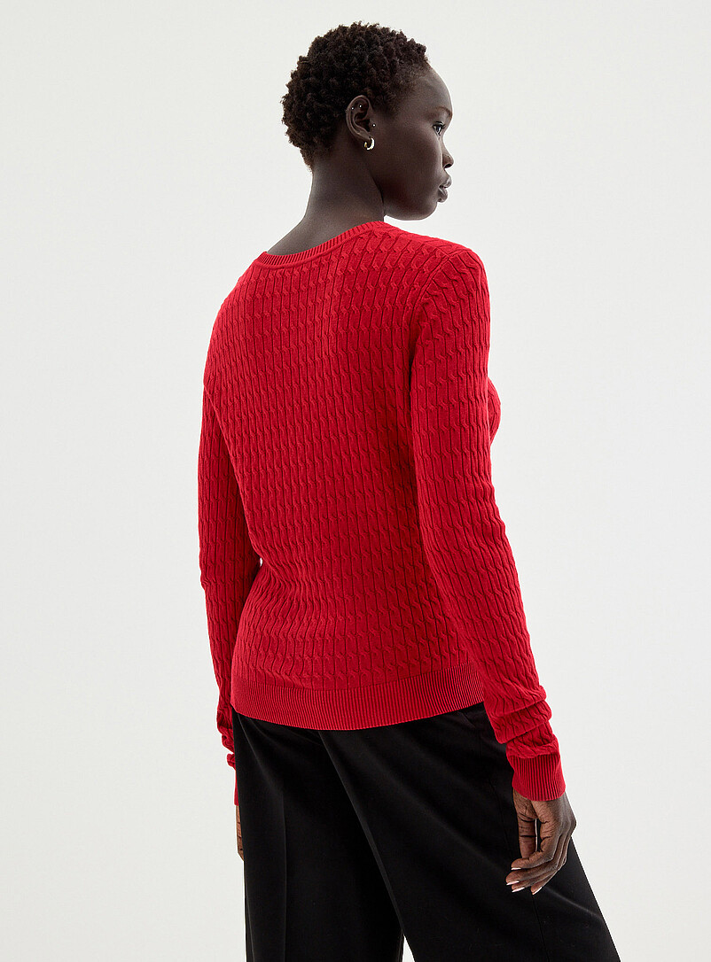Contemporaine Burgundy Solid cable-knit sweater for women