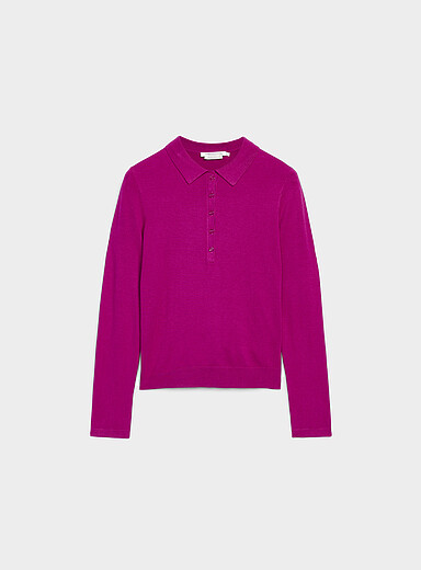 Stretch solid polo sweater