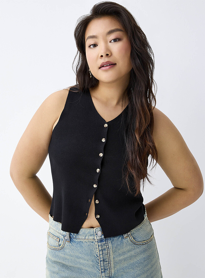 Chest Vest Rib Buttoned rib-knit vest | Twik | Sweater Vests & Camis | Simons