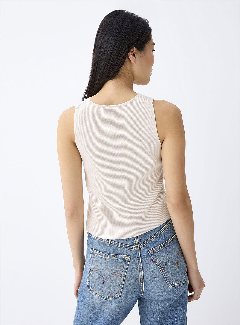 Twik Slate Blue Buttoned rib-knit vest for women