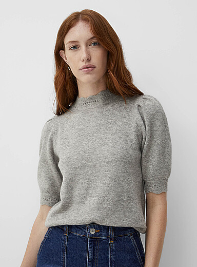 Color Stone Trim Formal Sweater