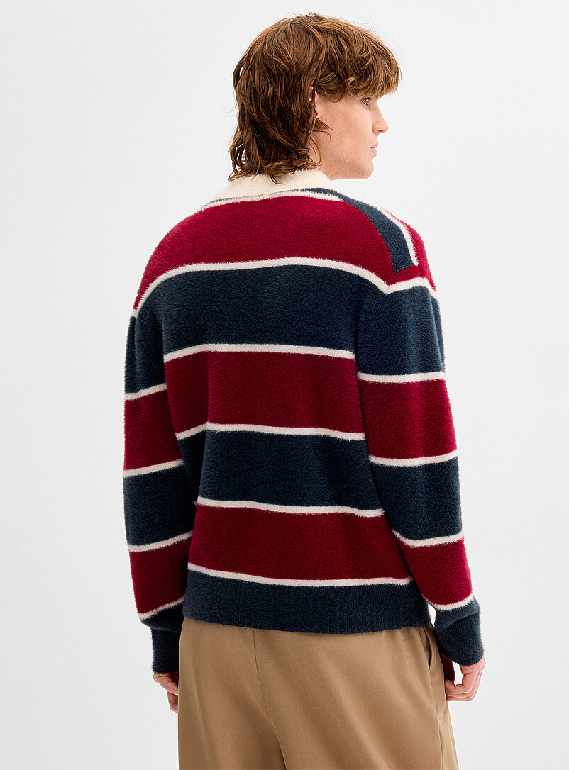 Fuzzy-knit rugby polo | Djab | Shop Men's Shawl Collar Sweaters