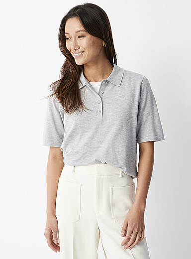 Plain boxy polo sweater