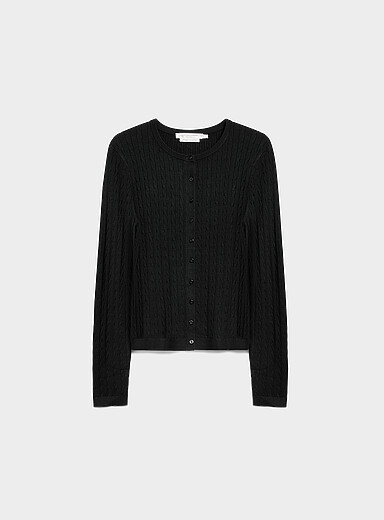 La cardigan tricot fluide c&acirc;bles torsad&eacute;s