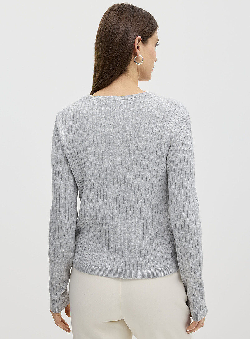 Contemporaine: La cardigan tricot fluide c&acirc;bles torsad&eacute;s Lilas pour femme