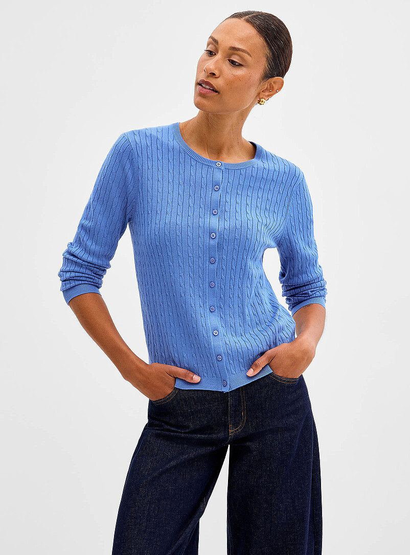 Flowy cable-knit cardigan | Contemporaine | Shop Women's Cardigans
