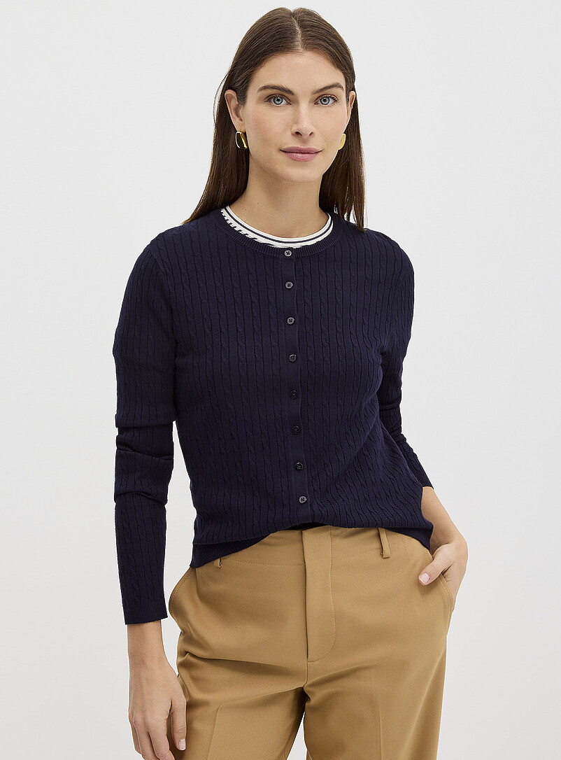 Contemporaine Chocolate/Espresso Flowy cable-knit cardigan for women