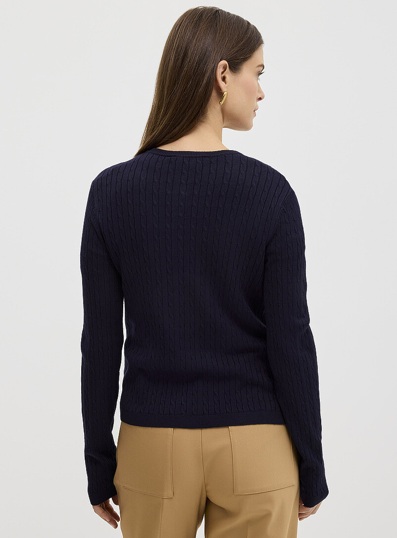 Contemporaine: La cardigan tricot fluide c&acirc;bles torsad&eacute;s Lilas pour femme
