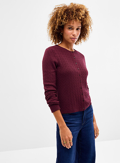 La cardigan tricot fluide c&acirc;bles torsad&eacute;s