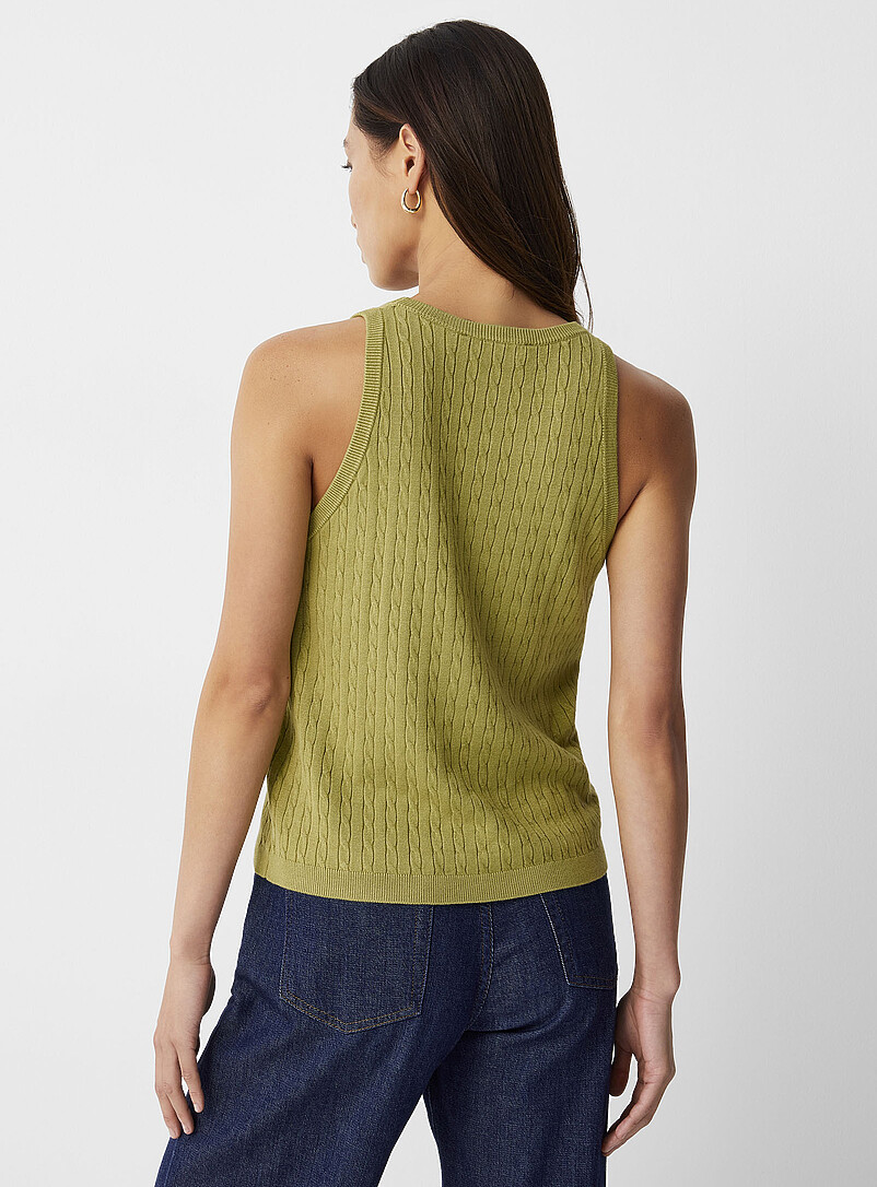 Contemporaine: La camisole tricot fluide c&acirc;bles torsad&eacute;s Vert pistache - Menthe pour femme