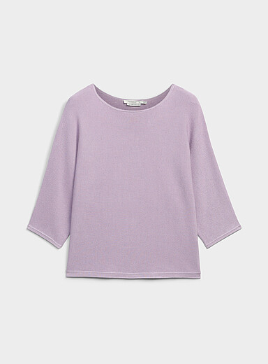 Contemporaine: Le chandail carr&eacute; ample tricot textur&eacute; Lilas pour femme