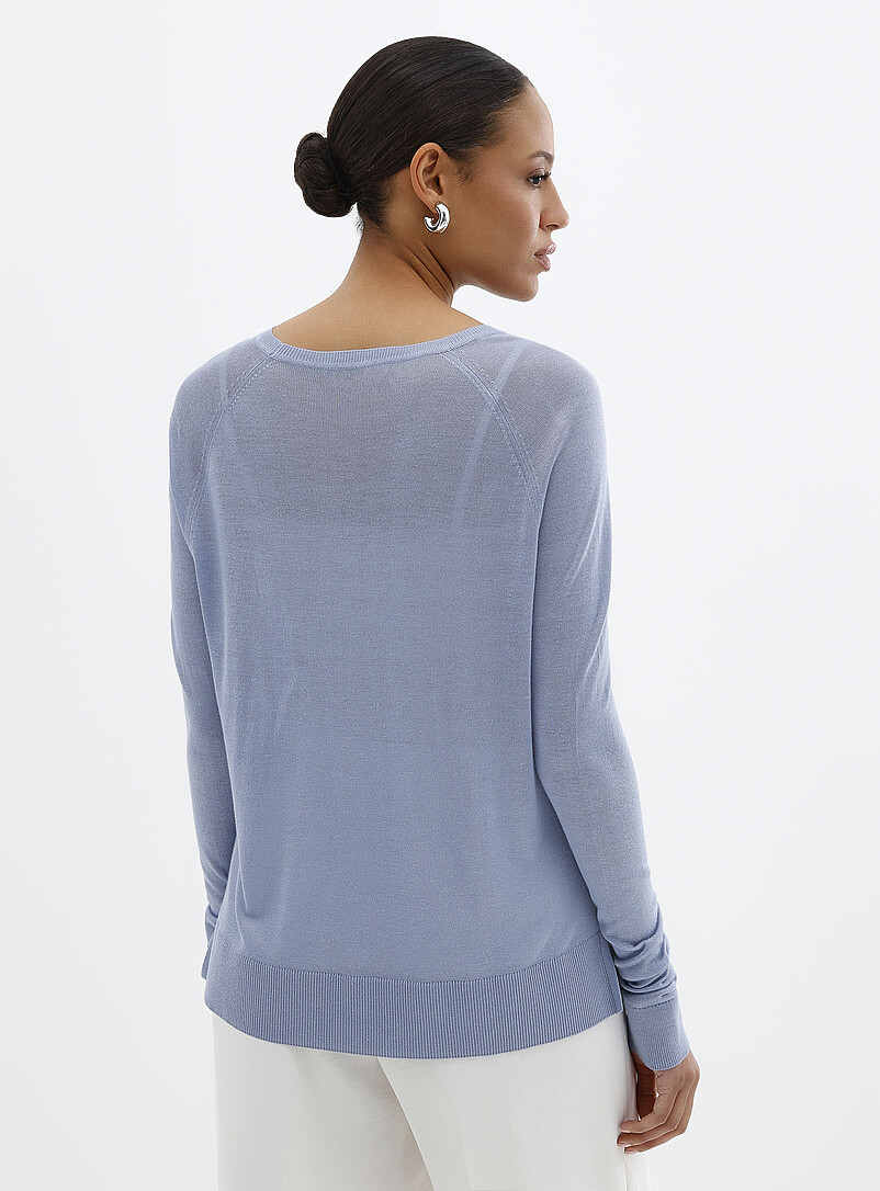 Contemporaine Royal/Sapphire Blue Ultra-fine knit sweater for women