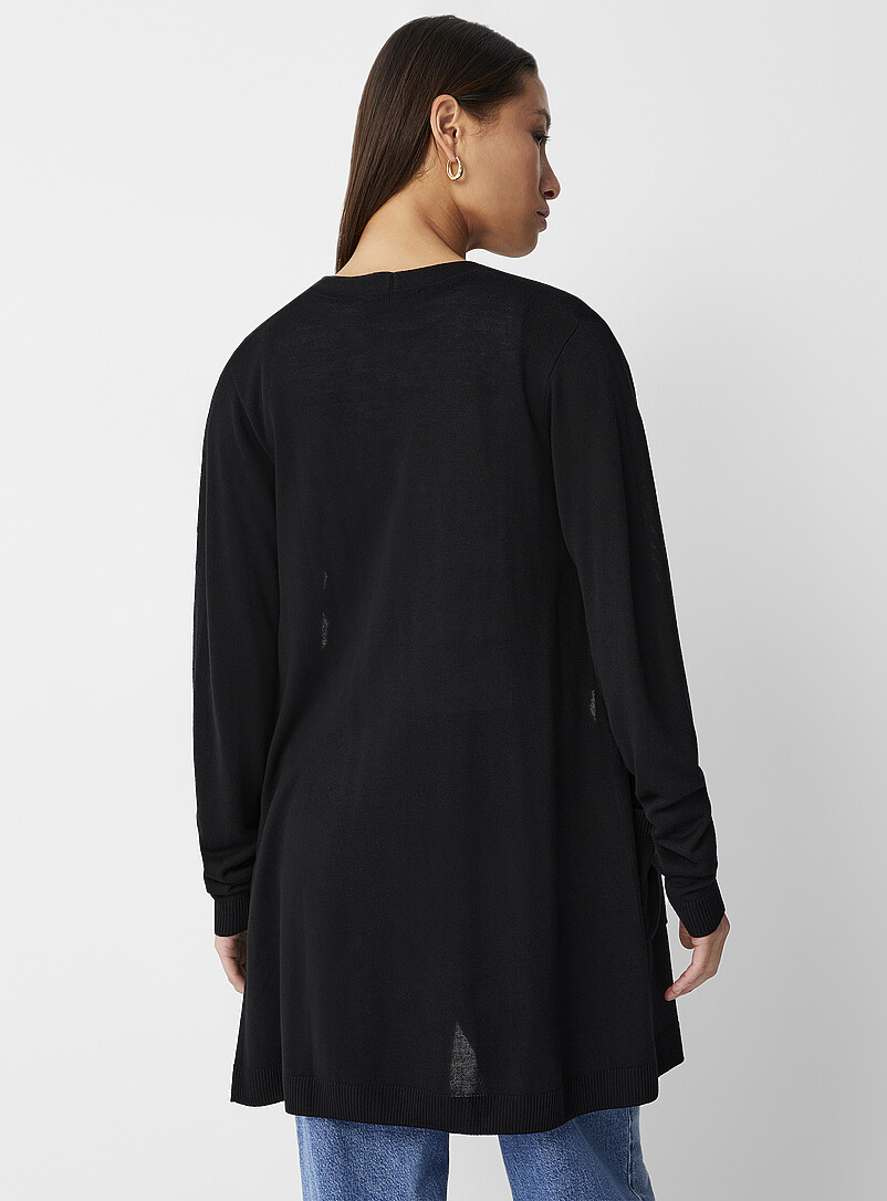Contemporaine Navy/Midnight Blue Ultra-fine knit long open cardigan for women
