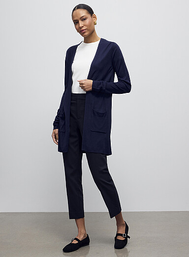 Ultra-fine knit long open cardigan