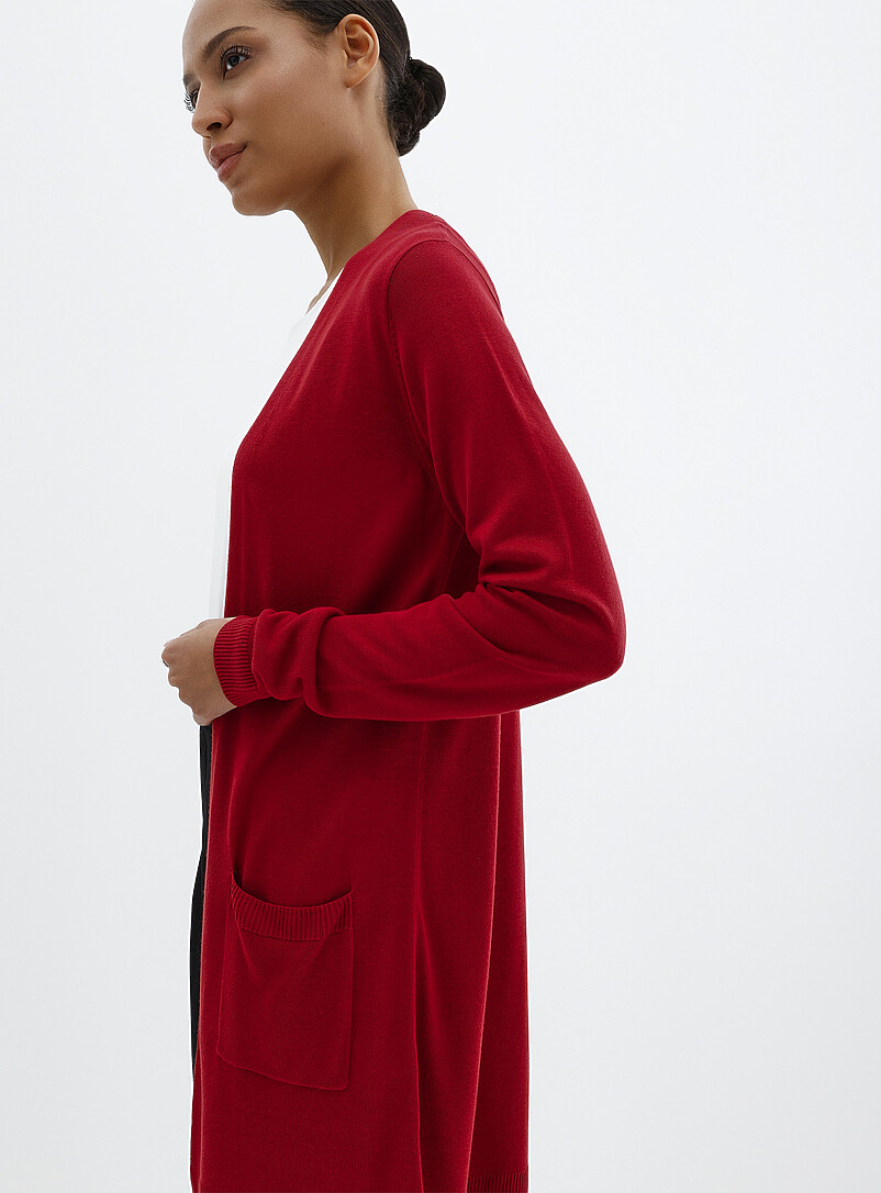 Contemporaine Navy/Midnight Blue Ultra-fine knit long open cardigan for women