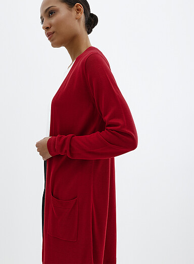Le long cardigan ouvert tricot ultrafin