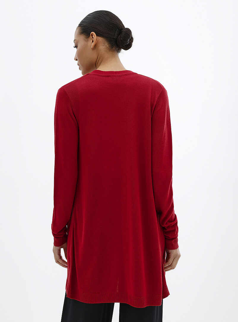 Contemporaine: Le long cardigan ouvert tricot ultrafin Bleu marine - Bleu nuit pour femme