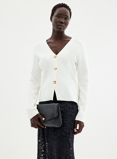 Eclectic golden buttons fitted cardigan