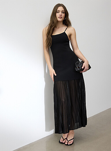 Ic&ocirc;ne Black Knotted strap maxi dress for women