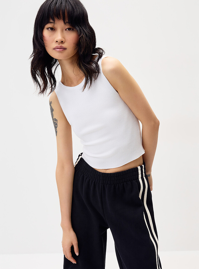 Twik Black  High-cut back ribbed cami for women