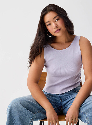 High-cut back ribbed cami