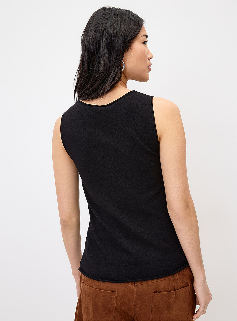 Twik Black Fine knit buttoned sweater vest for women
