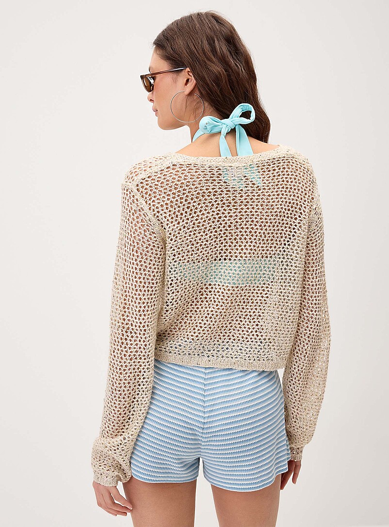 Twik Charcoal Shimmering openwork cardigan for women