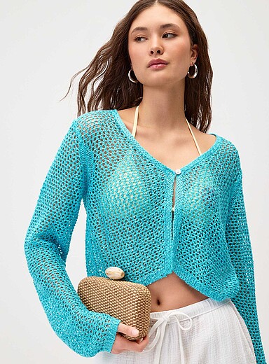 Shimmering openwork cardigan