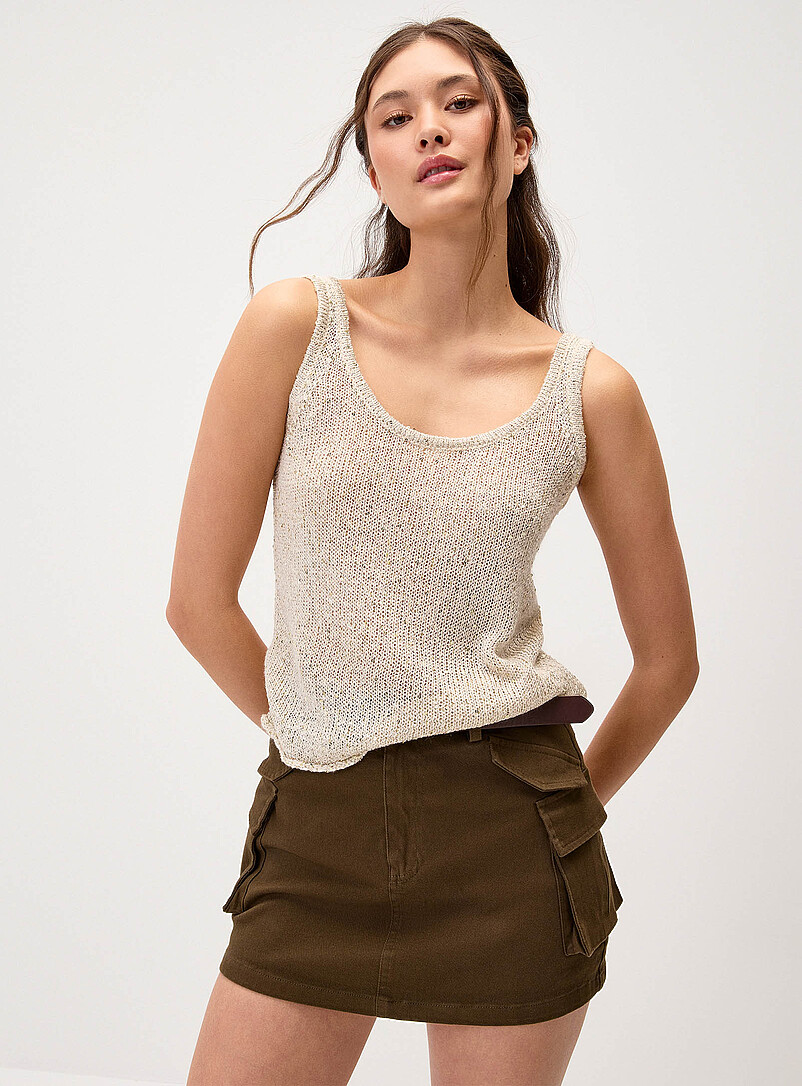 Twik: La camisole tricot brillant Sarcelle - Turquoise pour femme