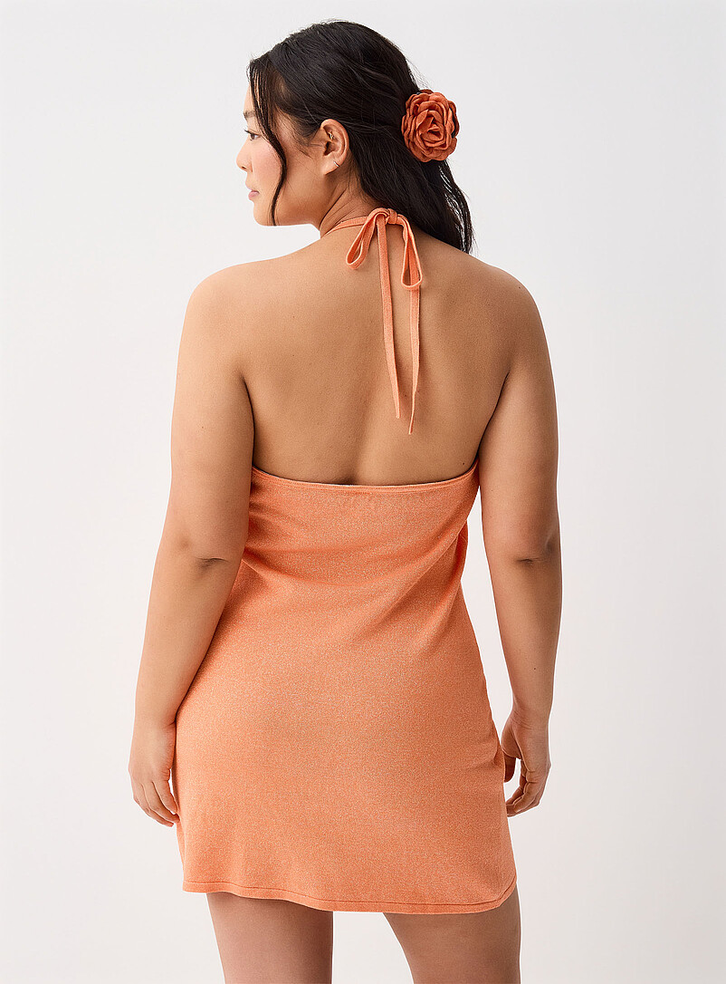 Twik: La minirobe licou tricot scintillant Sarcelle - Turquoise pour femme