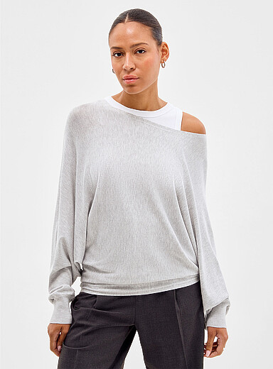 Le chandail fin tricot manches chauve-souris