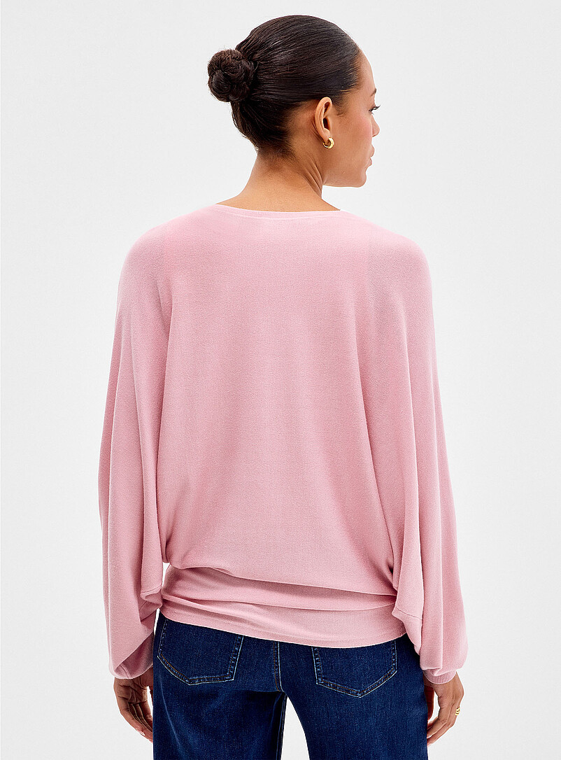 Contemporaine Burgundy Batwing-sleeve fine-knit sweater for women
