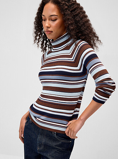 Assorted stripes turtleneck sweater
