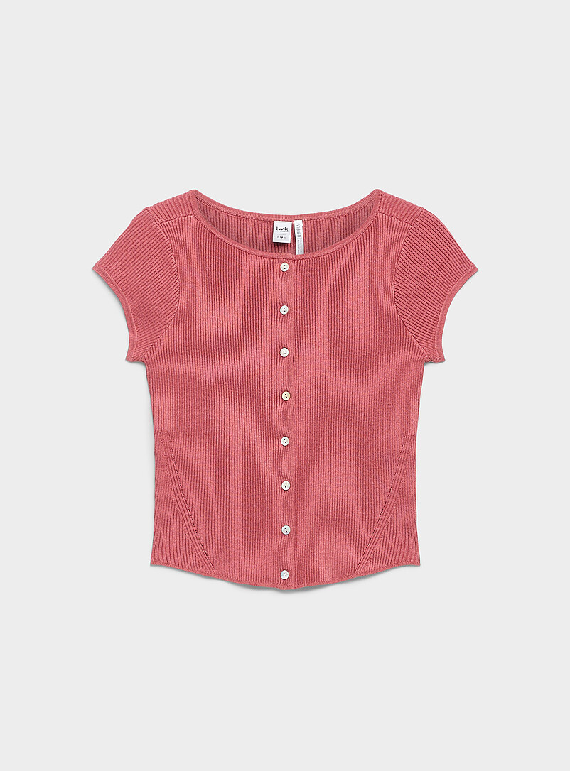 Twik Off White Boat-neck short-sleeve cardigan for women
