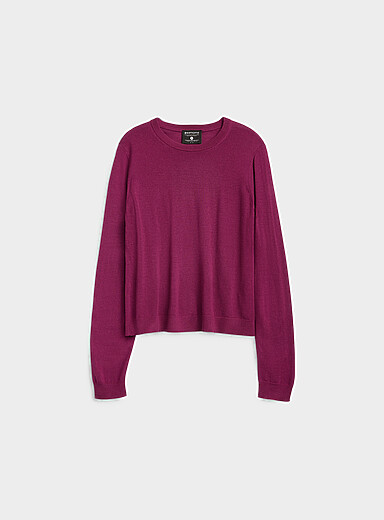 Contemporaine Fuchsia Long-sleeve crew-neck merino wool sweater for women