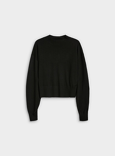 Le chandail &agrave; manches bouffantes fin tricot pure laine m&eacute;rinos