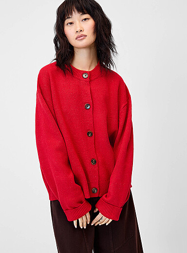 Oversized buttons boxy cardigan