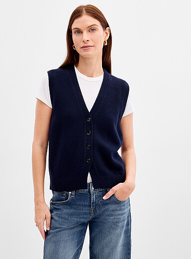 Solid-coloured 100% merino wool sweater vest