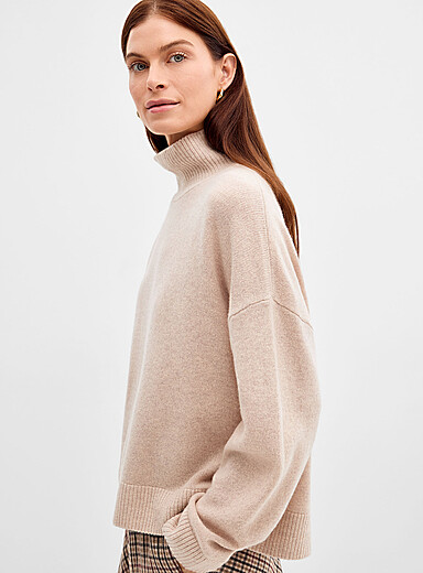 100% merino wool mock-neck sweater