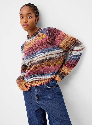 Twik Patterned Red Brushed feel blousing sweater for women