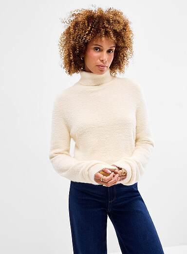 Chenille knit turtleneck sweater