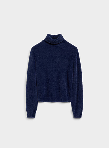 Chenille knit turtleneck sweater